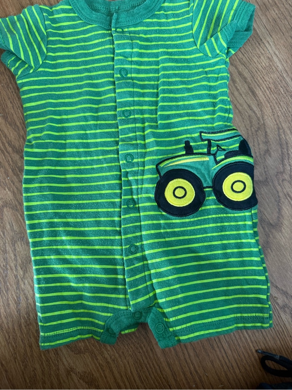 John Deere romper with tractor 3/6 mo